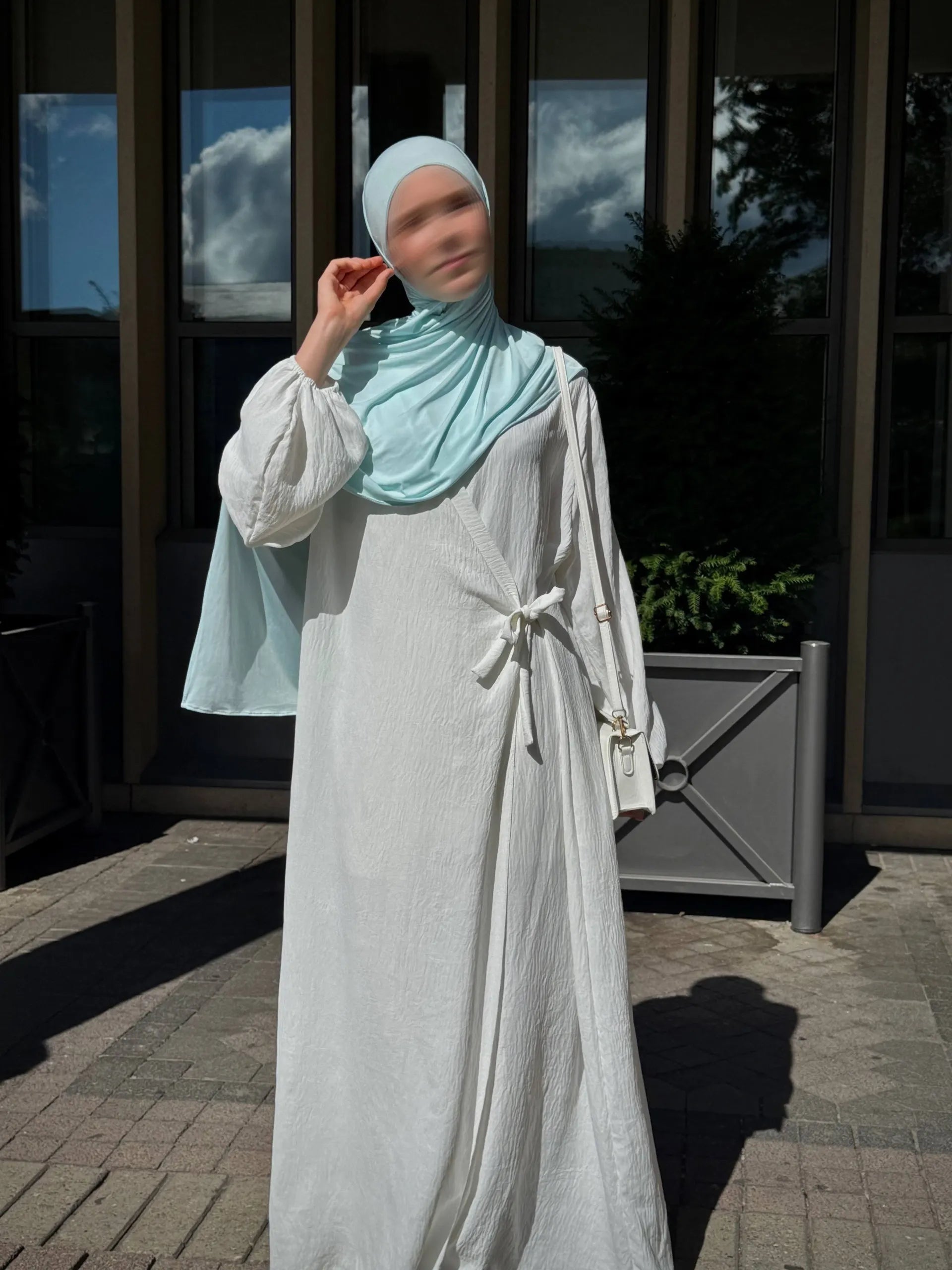 wickelabaya jazz-stoff ballonärmel frontansicht einheitsgröße 36–46 länge 1,47 m