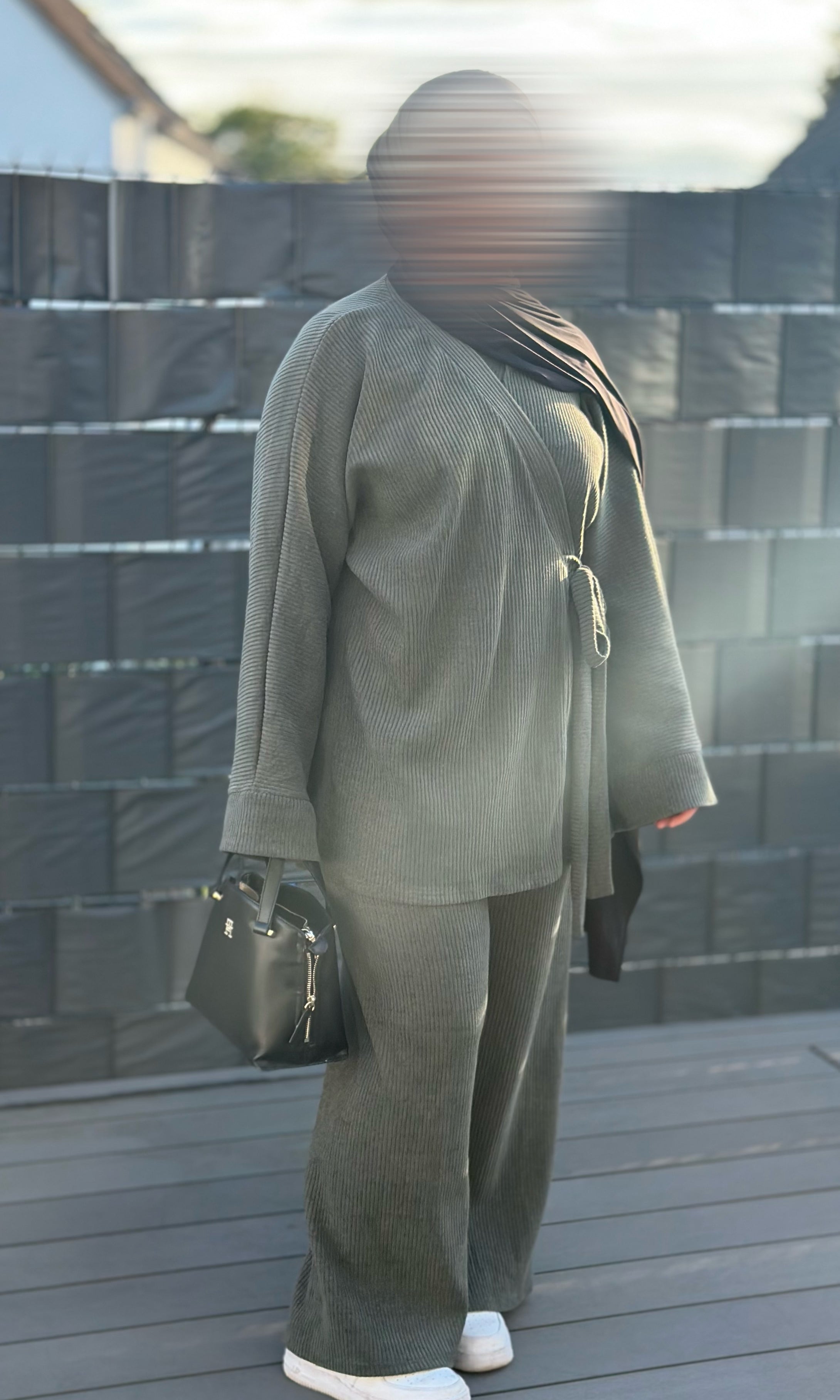 Zweiteiler cordstoff frontansicht oberteil-länge 87 cm, hose-länge 100 cm