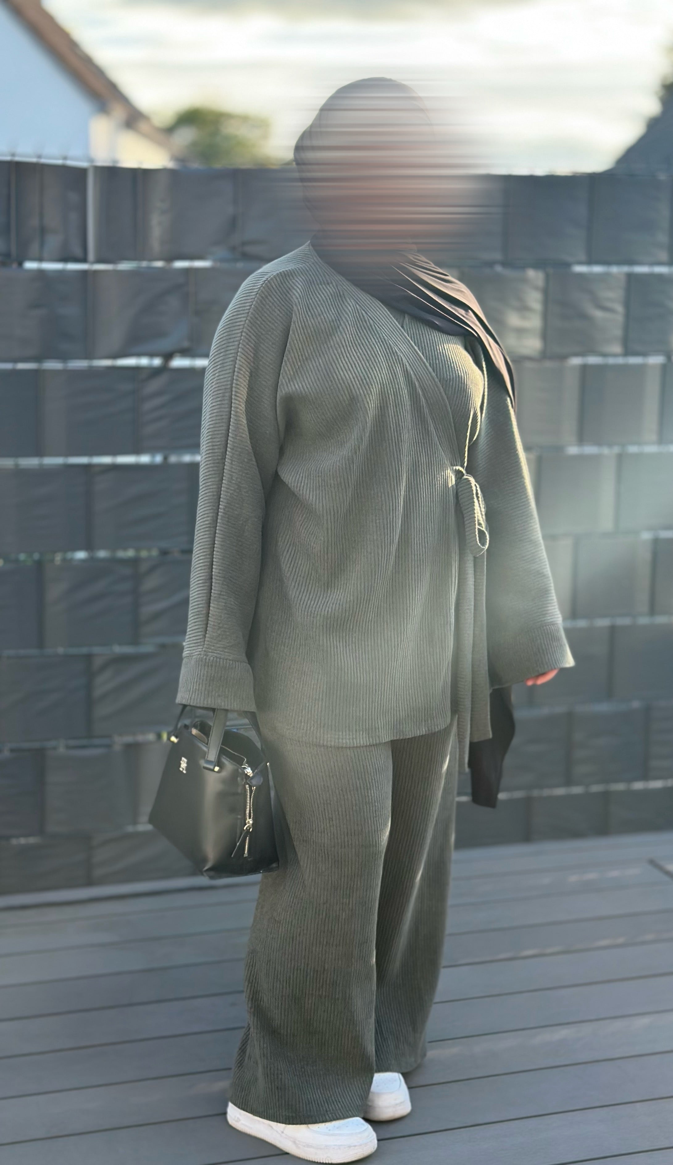 Zweiteiler cordstoff frontansicht oberteil-länge 87 cm, hose-länge 100 cm