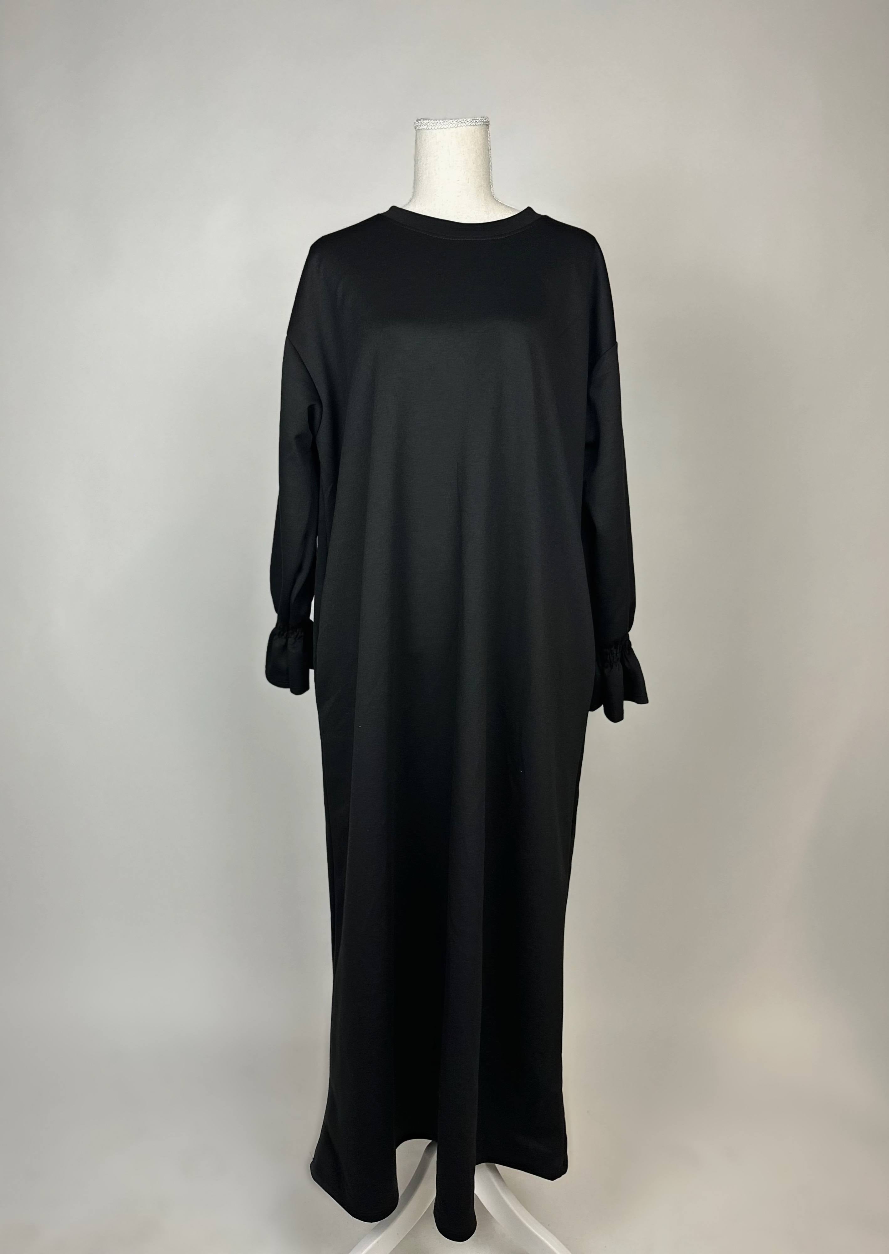 rüschen-abaya aus polyviskose mit elastan, integrierte taschen, maxi-länge