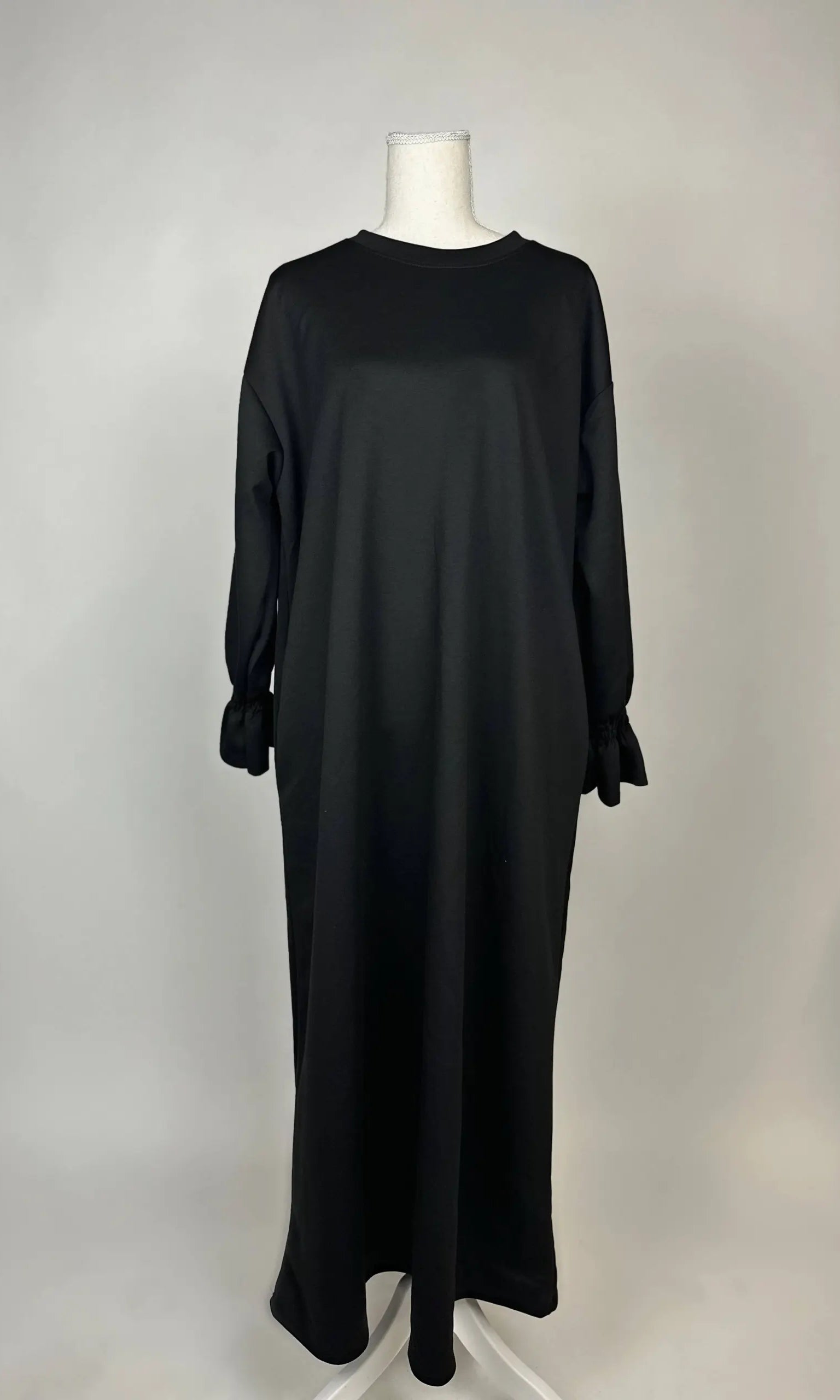 rüschen-abaya aus polyviskose mit elastan, integrierte taschen, maxi-länge