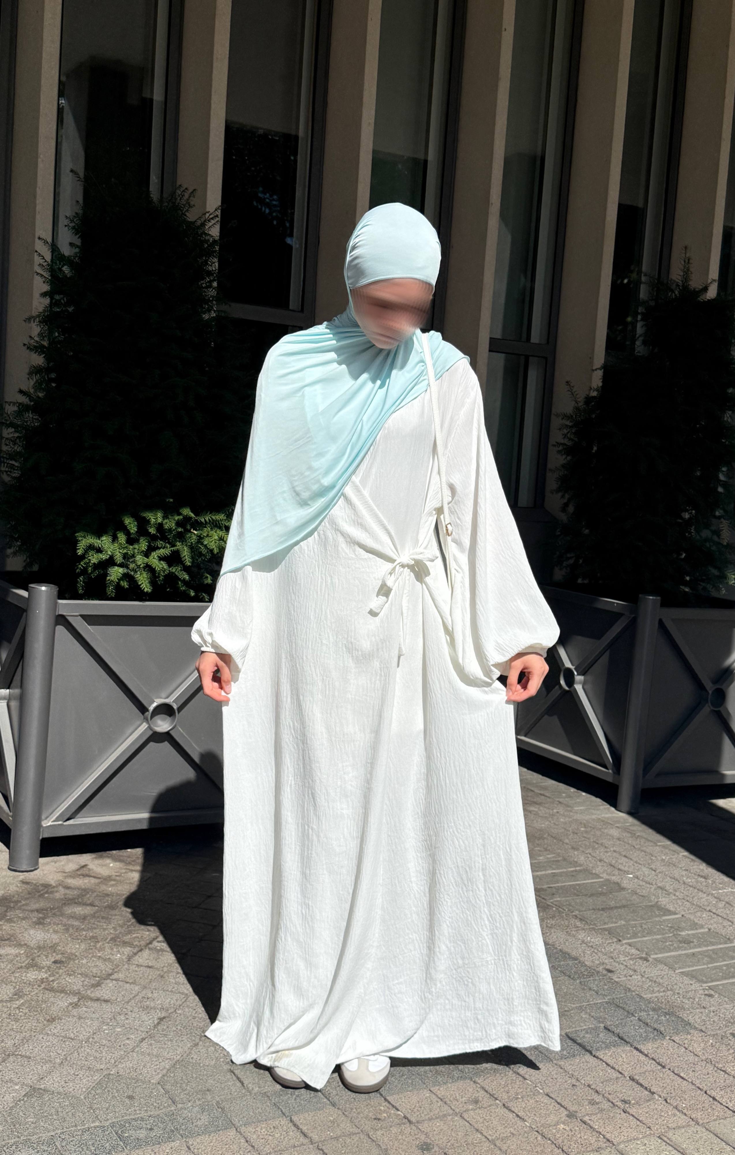 Wickelabaya Jazz-Stoff Ballonärmel, stillfreundlich Frontansicht Wickelöffnung