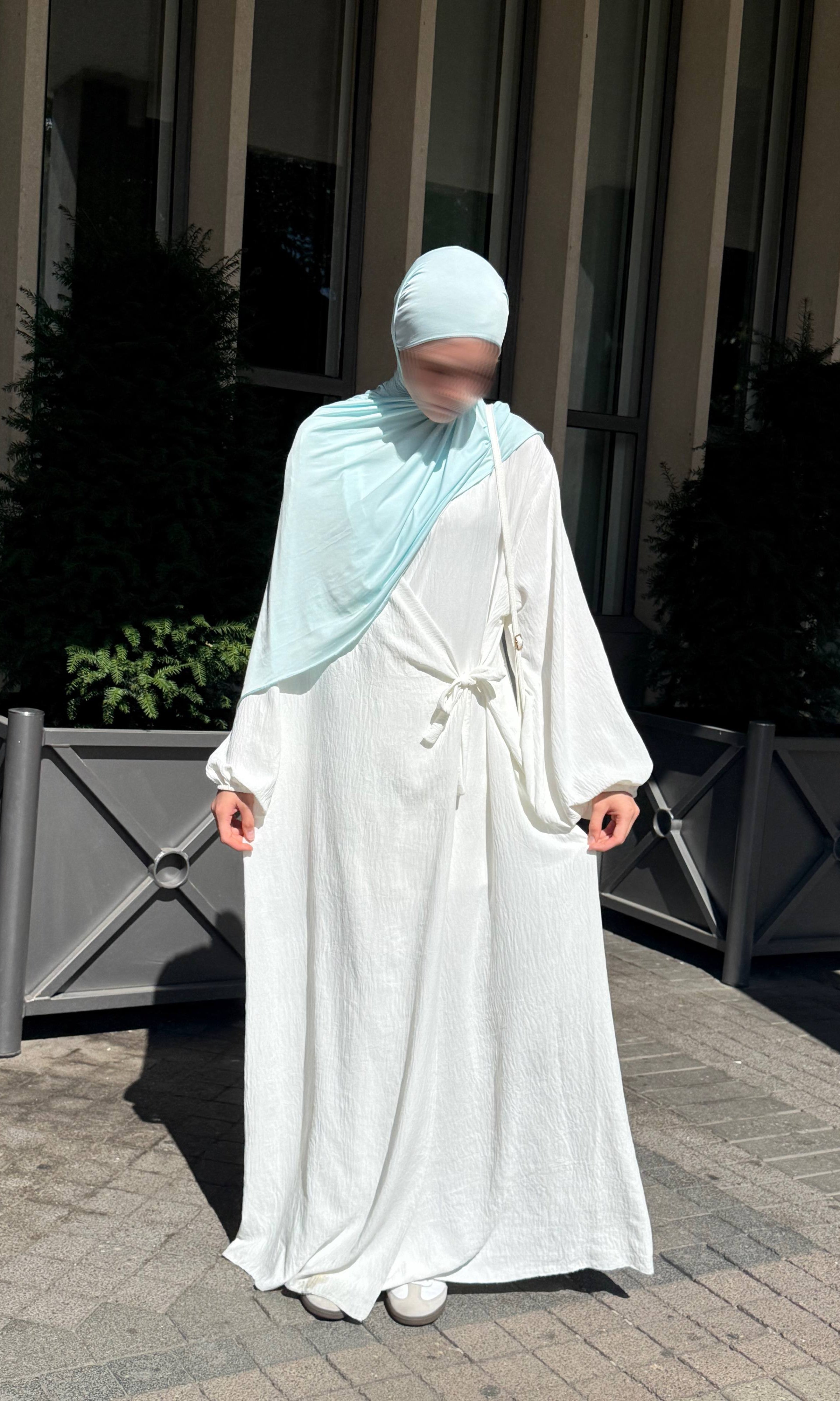 Wickelabaya Jazz-Stoff Ballonärmel, stillfreundlich Frontansicht Wickelöffnung