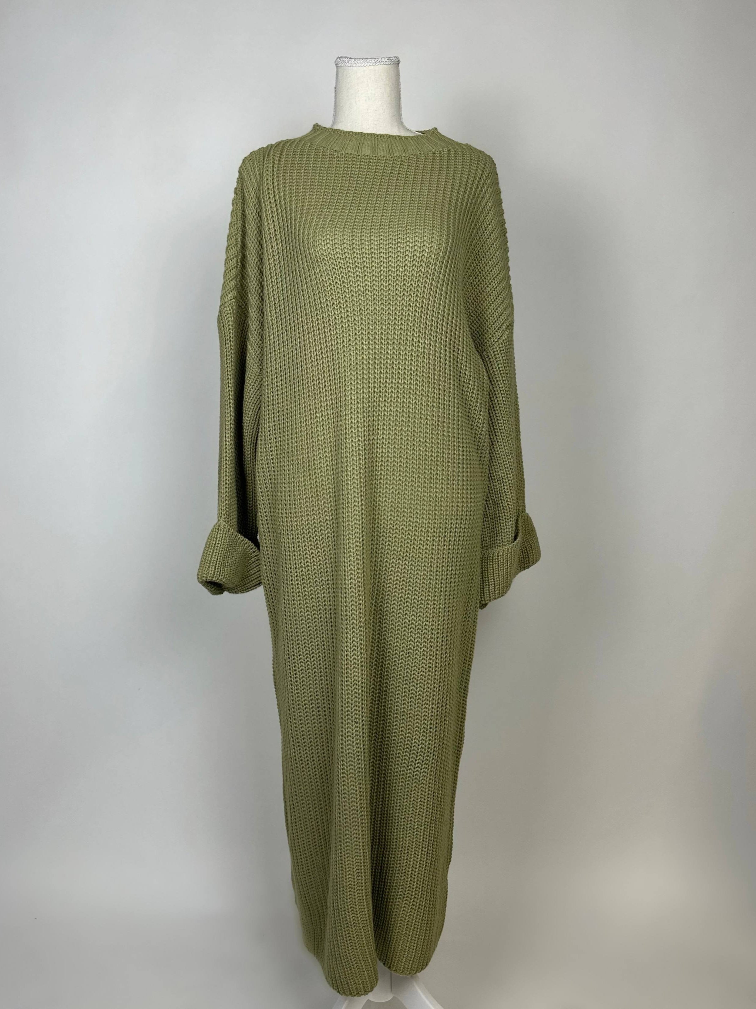 maxi-strickkleid aus polyester, 1,35 m lang, geeignet für herbst und winter