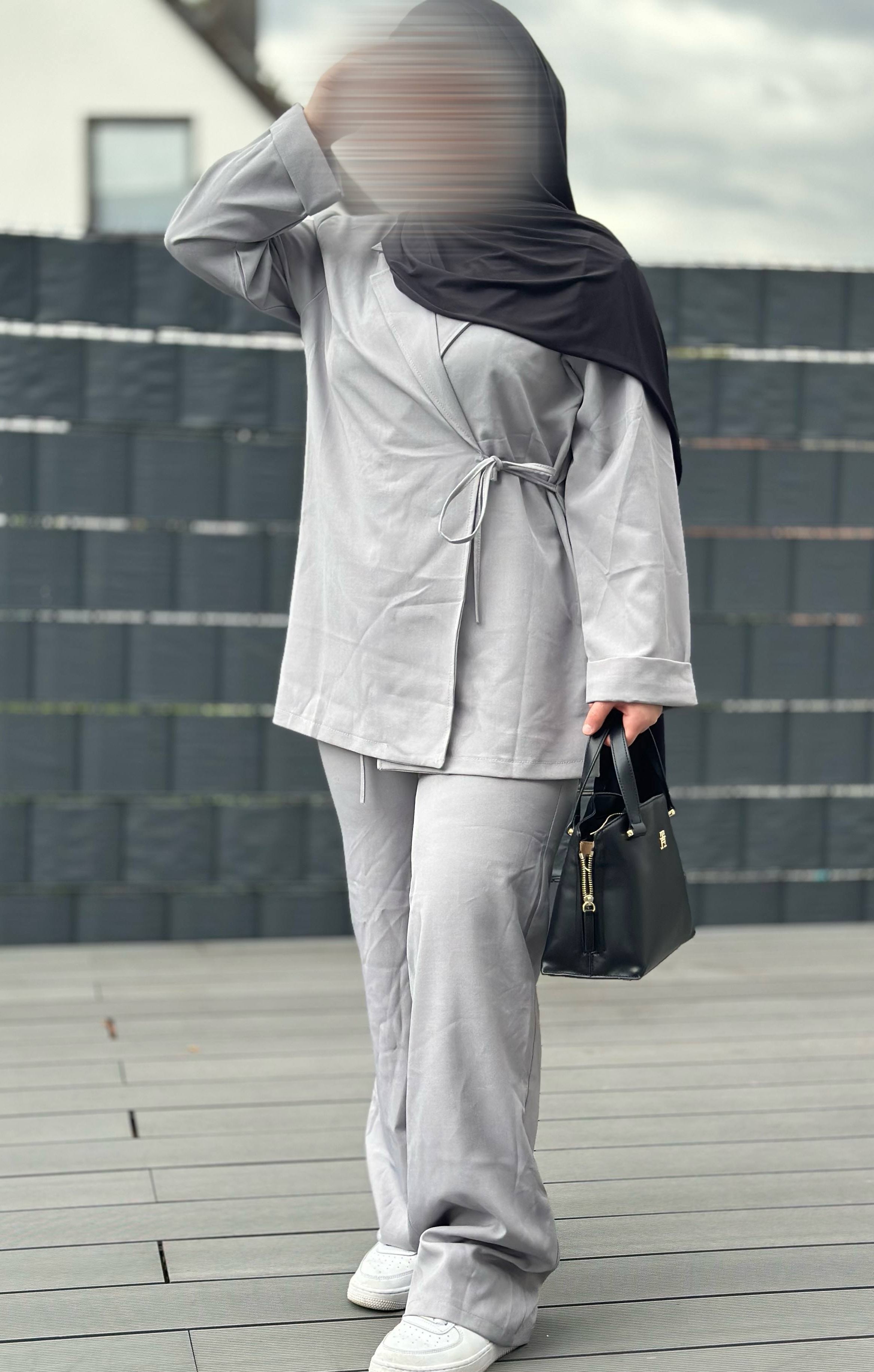 zweiteiler blazer & hose, polyester/viskose, einheitsgröße 32-42, frontansicht