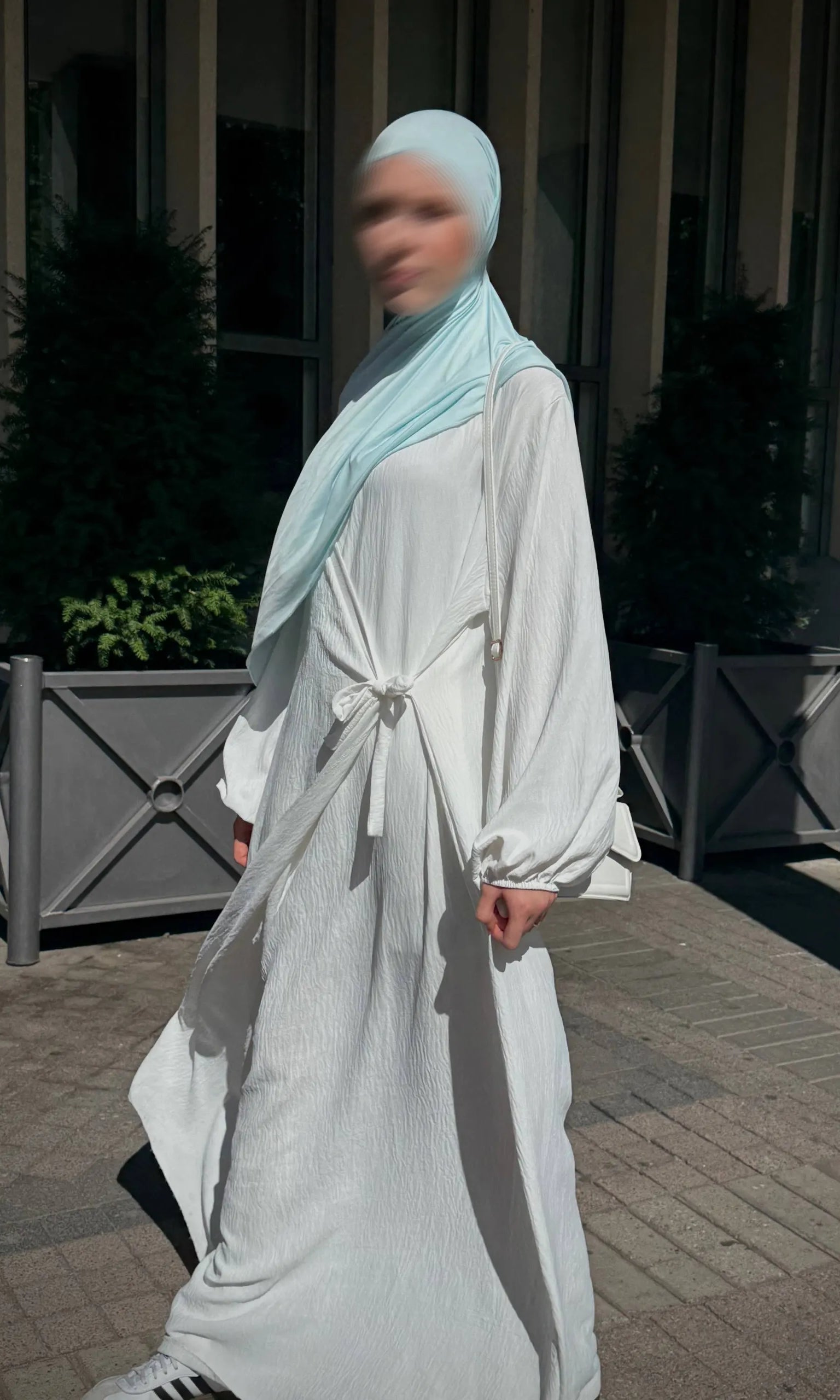 Wickelabaya jazz-stoff ballonärmel frontansicht, 1,47 m länge, einheitsgröße 36–46