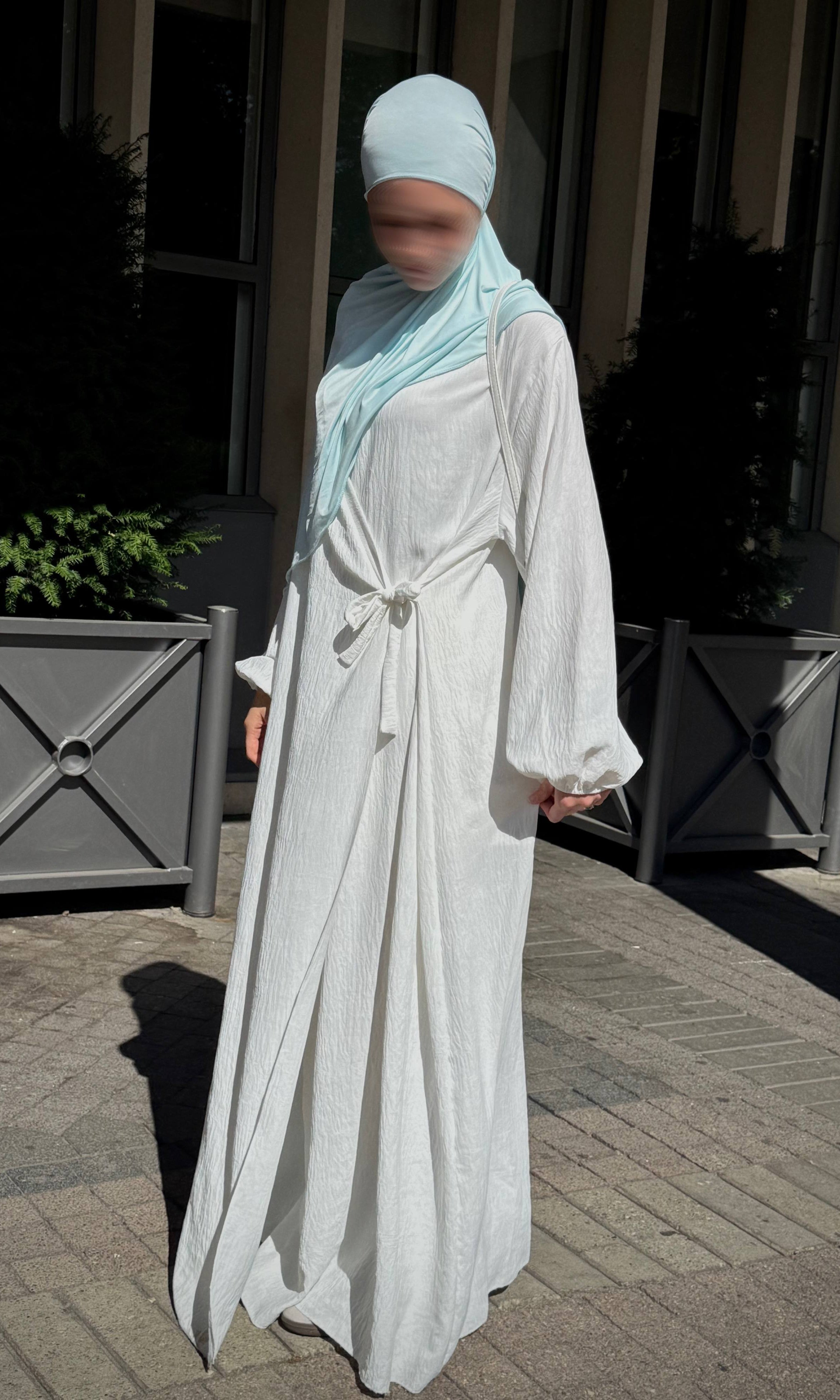 wickelabaya jazzstoff ballonärmel frontansicht, länge 1,47 m, einheitsgröße 36–46