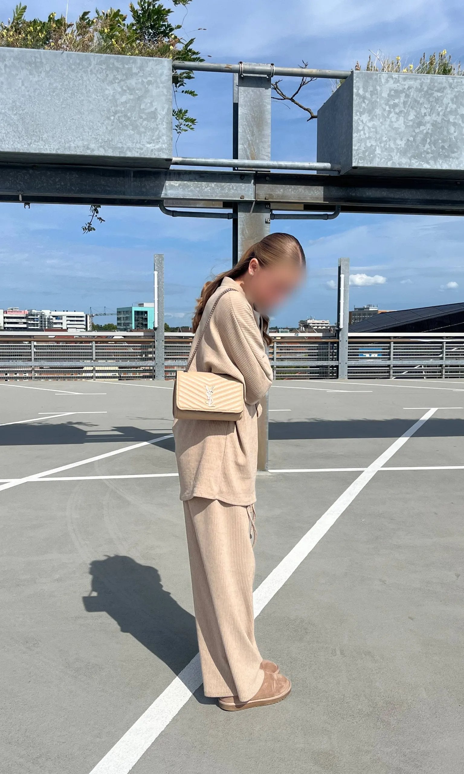 zweiteiliges set aus cordstoff mit langem oberteil 87 cm und hose 100 cm, viskosemix mit stretch