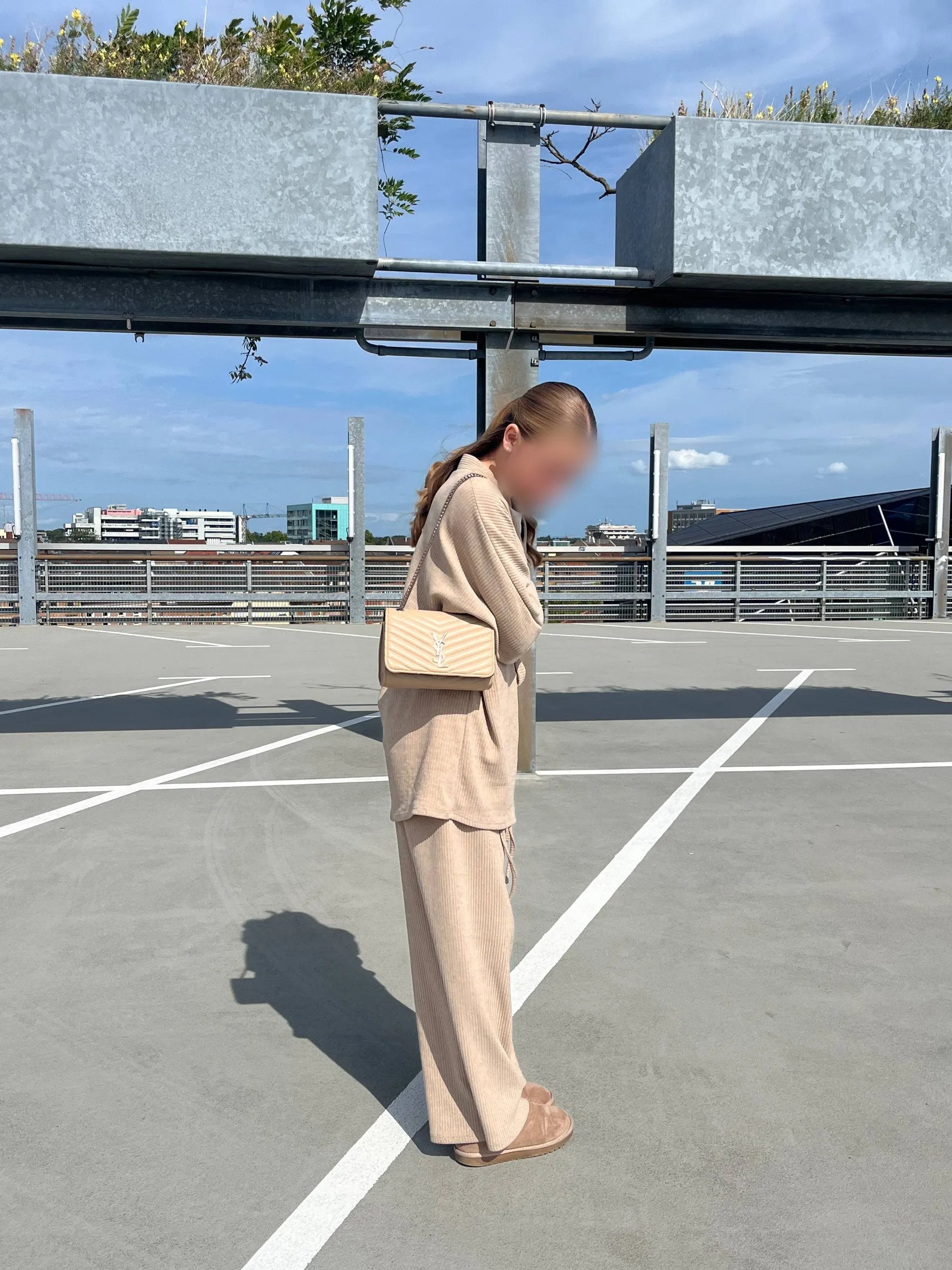 zweiteiliges set aus cordstoff mit langem oberteil 87 cm und hose 100 cm, viskosemix mit stretch