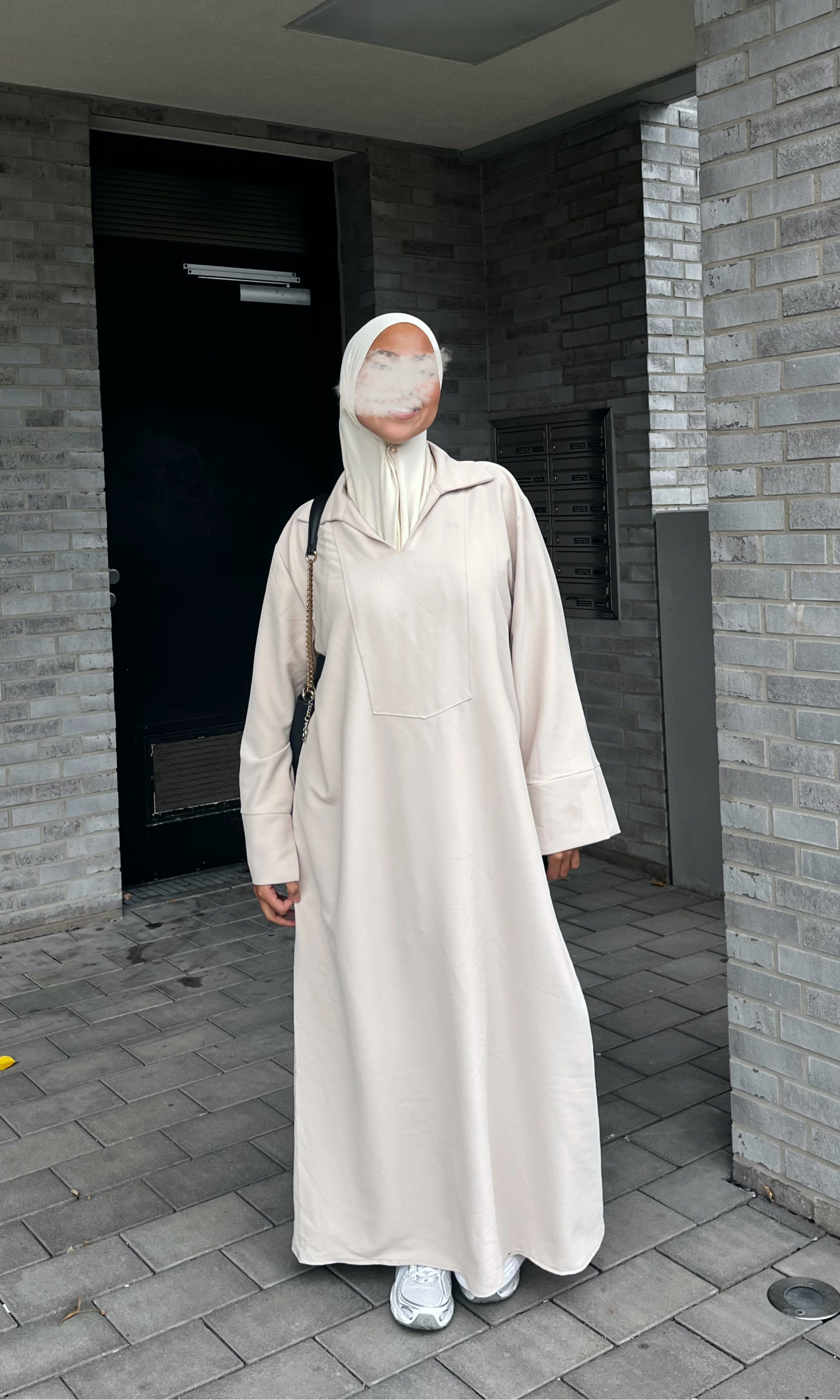 abaya bodenlang aus polyester-elastan, langarm