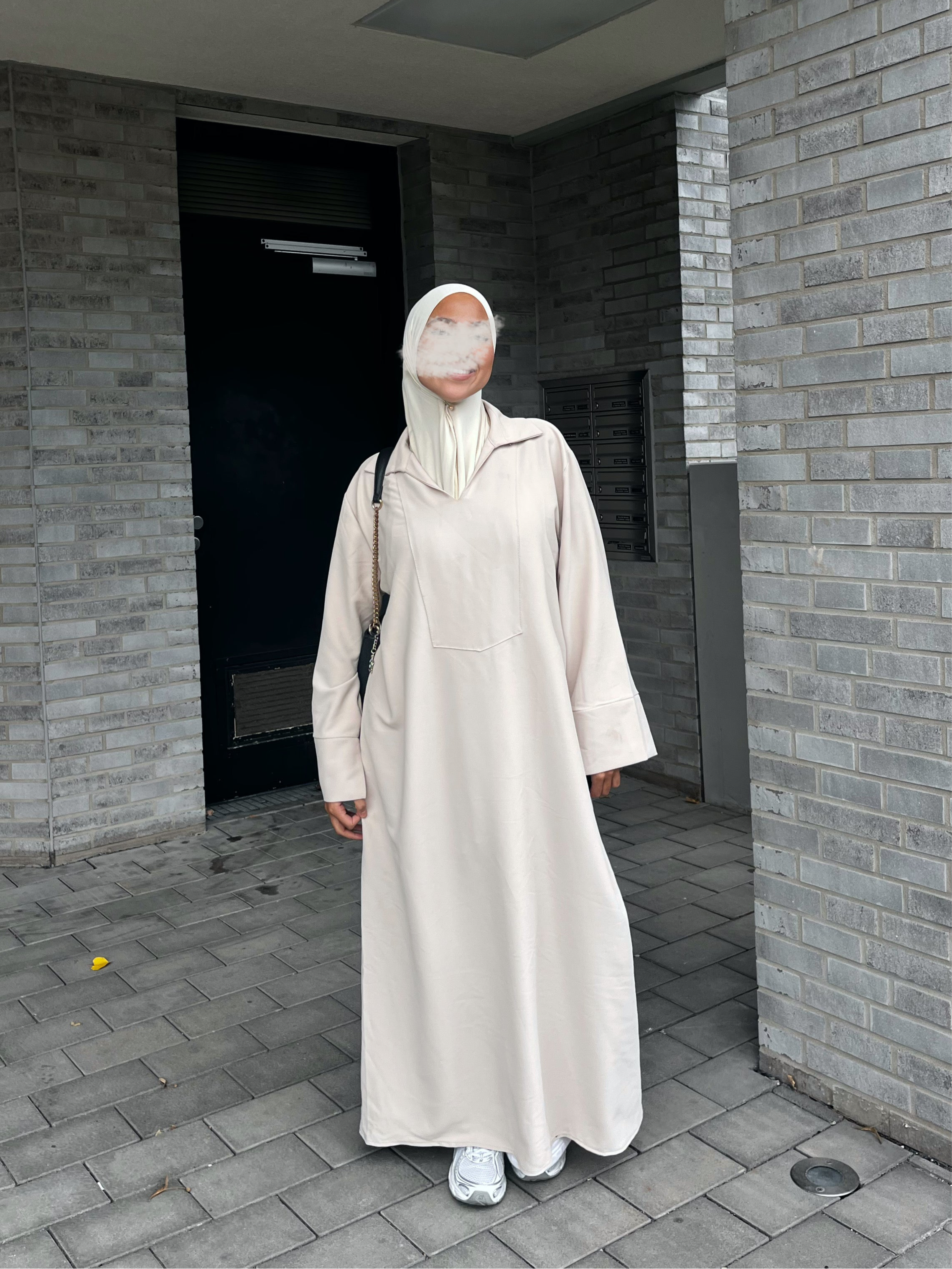 abaya bodenlang aus polyester-elastan, langarm