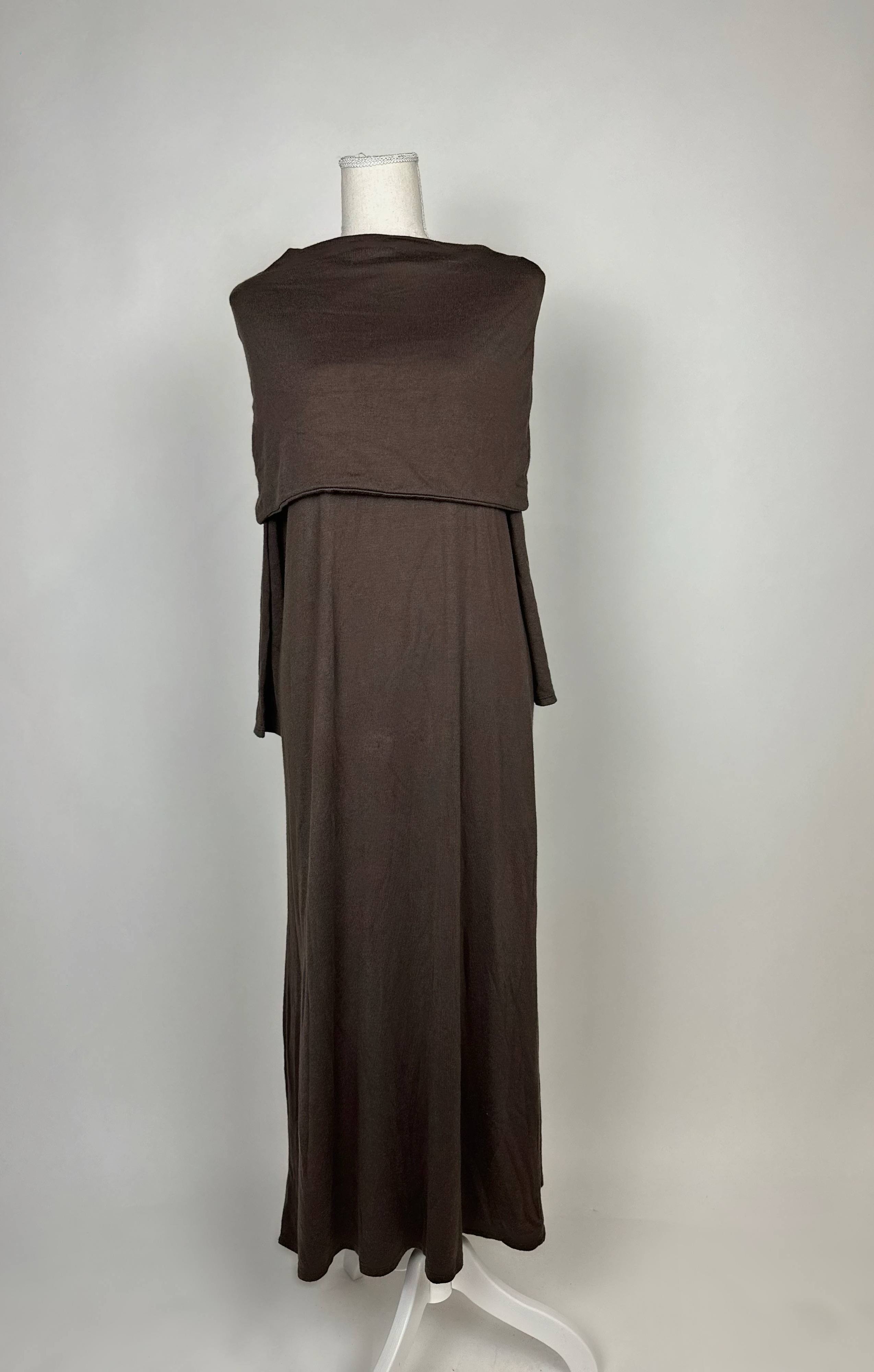 langes baumwollkleid mit gerader silhouette, schlichtes design, frontansicht