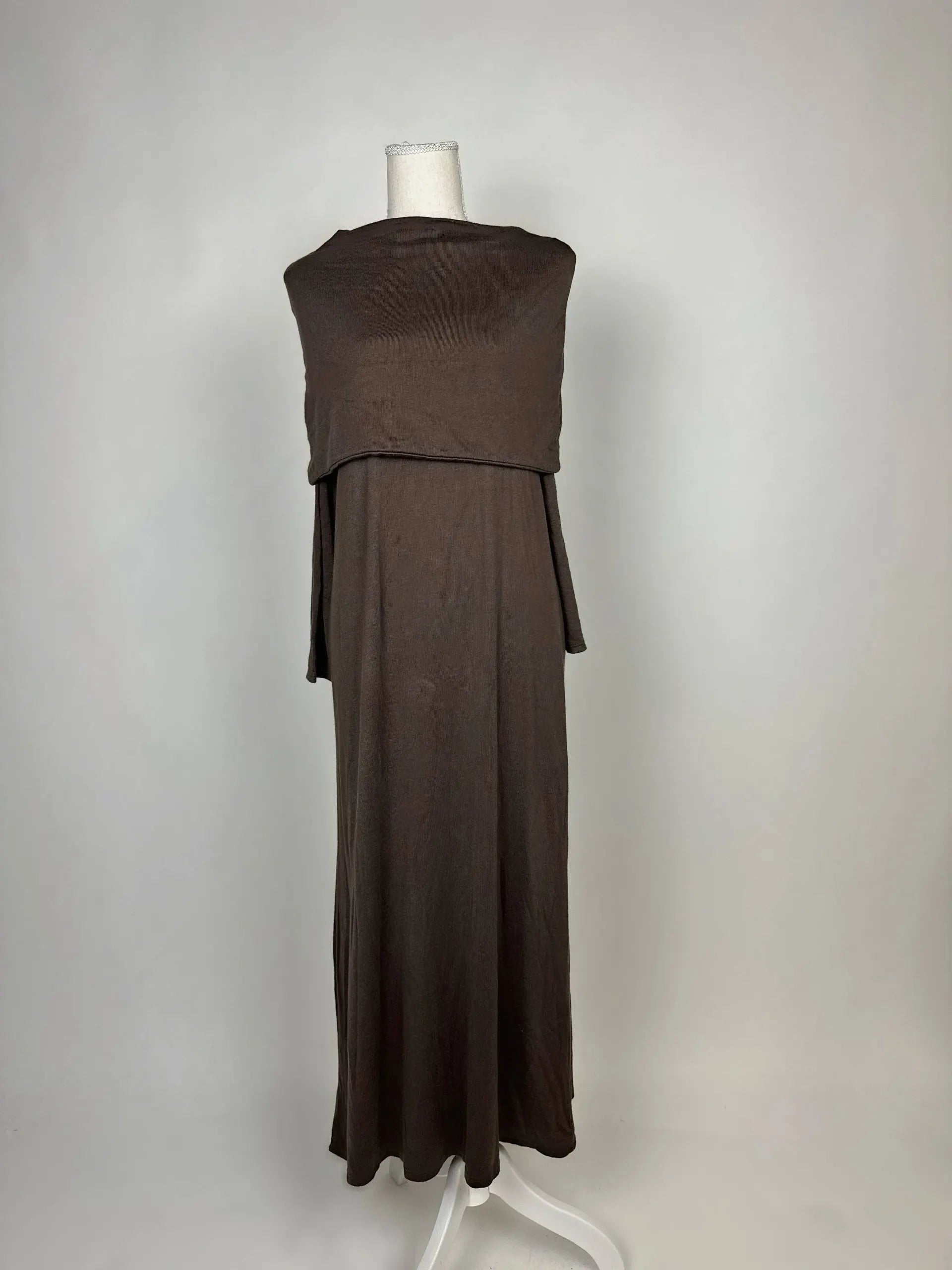 langes baumwollkleid mit gerader silhouette, schlichtes design, frontansicht