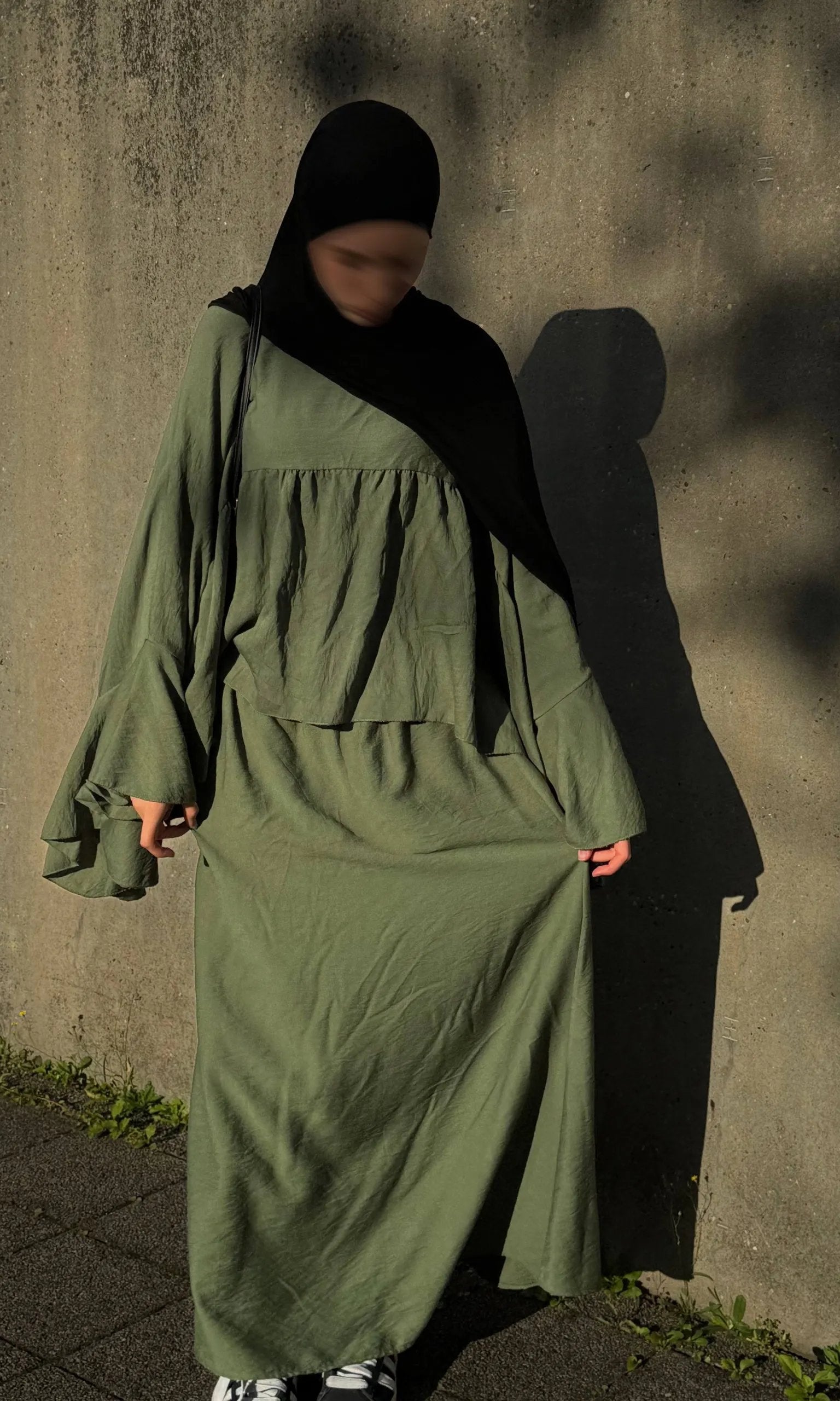 zweiteiler viskose/polyester-mischung fließender fall frontansicht, einheitsgröße 34–46