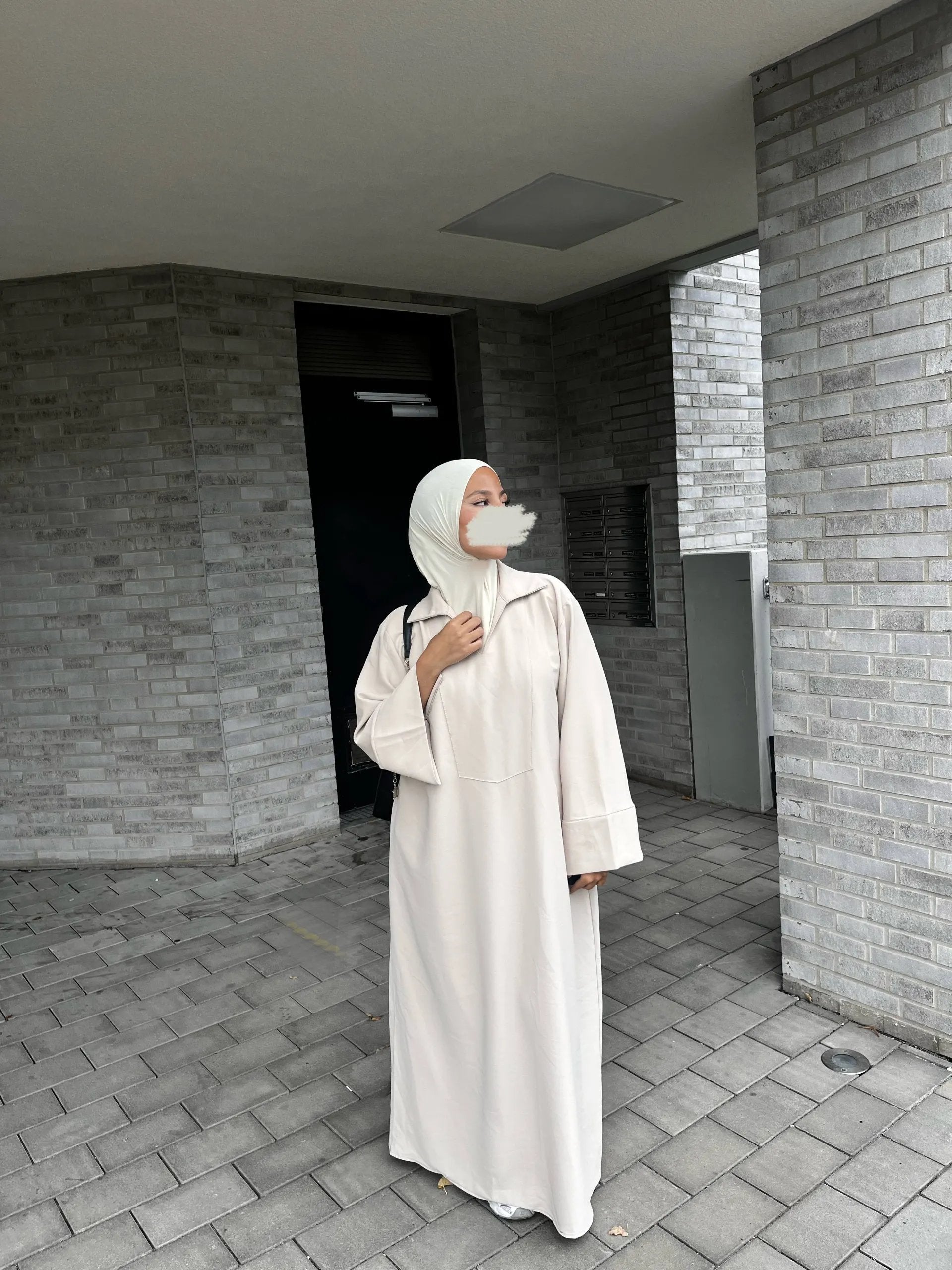 abaya langarm, frontansicht