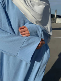 abaya aus jazzstoff, bodenlang, fließender fall, frontansicht