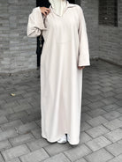 lange abaya aus polyester-elastan, einheitsgröße 34–44, frontansicht