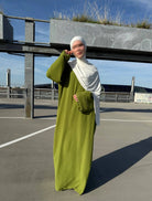 abaya aus jazz, bodenlang, lange ärmel, fließender fall, schlichtes design