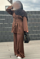 Zweiteiler mit Hose Polyester/Elastan Schnürungen vorne und am Rücken Frontansicht Einheitsgröße 32-40