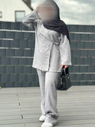 zweiteiler blazer & hose, polyester/viskose, einheitsgröße 32-42, frontansicht