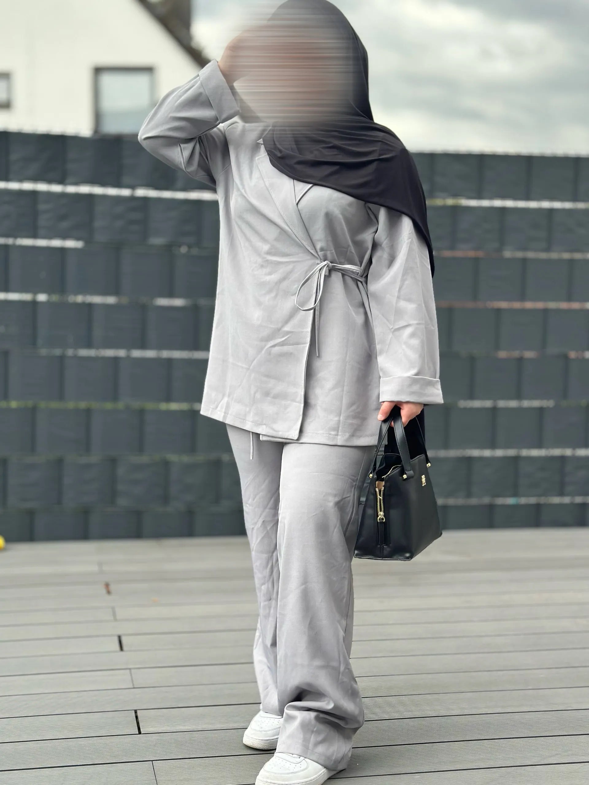 zweiteiler blazer & hose, polyester/viskose, einheitsgröße 32-42, frontansicht