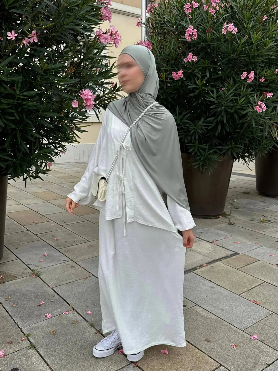 schleifenset mit unterkleid, 95% jazz, 5% elasthan, zweiteiliges set, elastisch, einheitsgröße 36–46, frontansicht