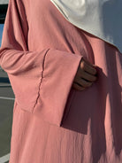 lange abaya aus luftigem jazzstoff, langärmlig, gesamtansicht