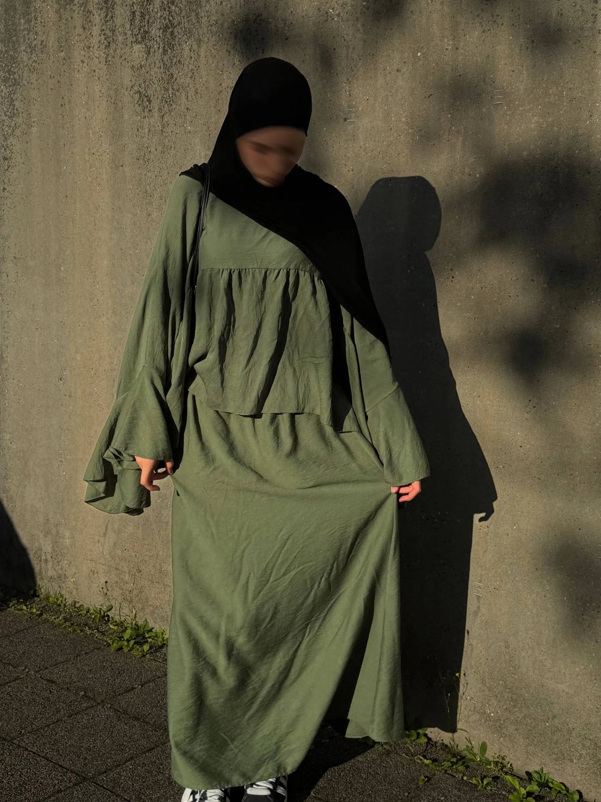 zweiteiler viskose/polyester-mischung fließender fall frontansicht, einheitsgröße 34–46