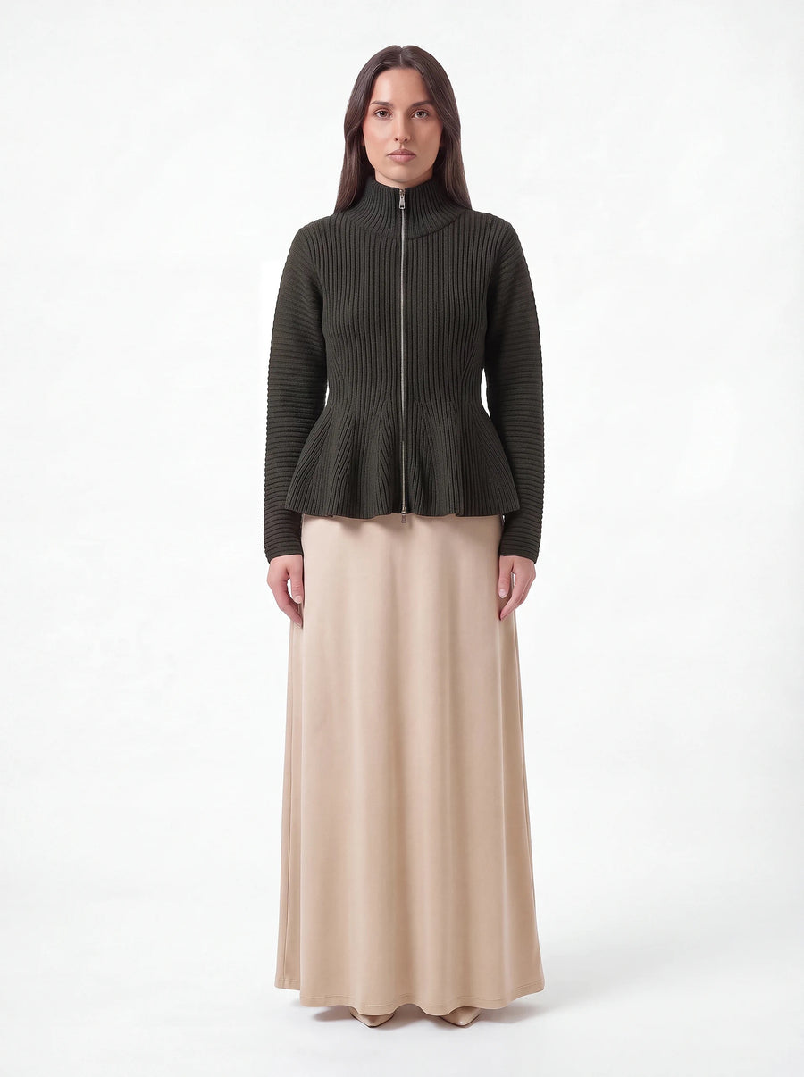 Taillierter Zipper Pulli