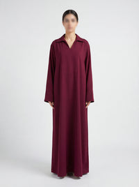 abaya aus polyester-elastan-mix, langarm, bodenlang, frontansicht