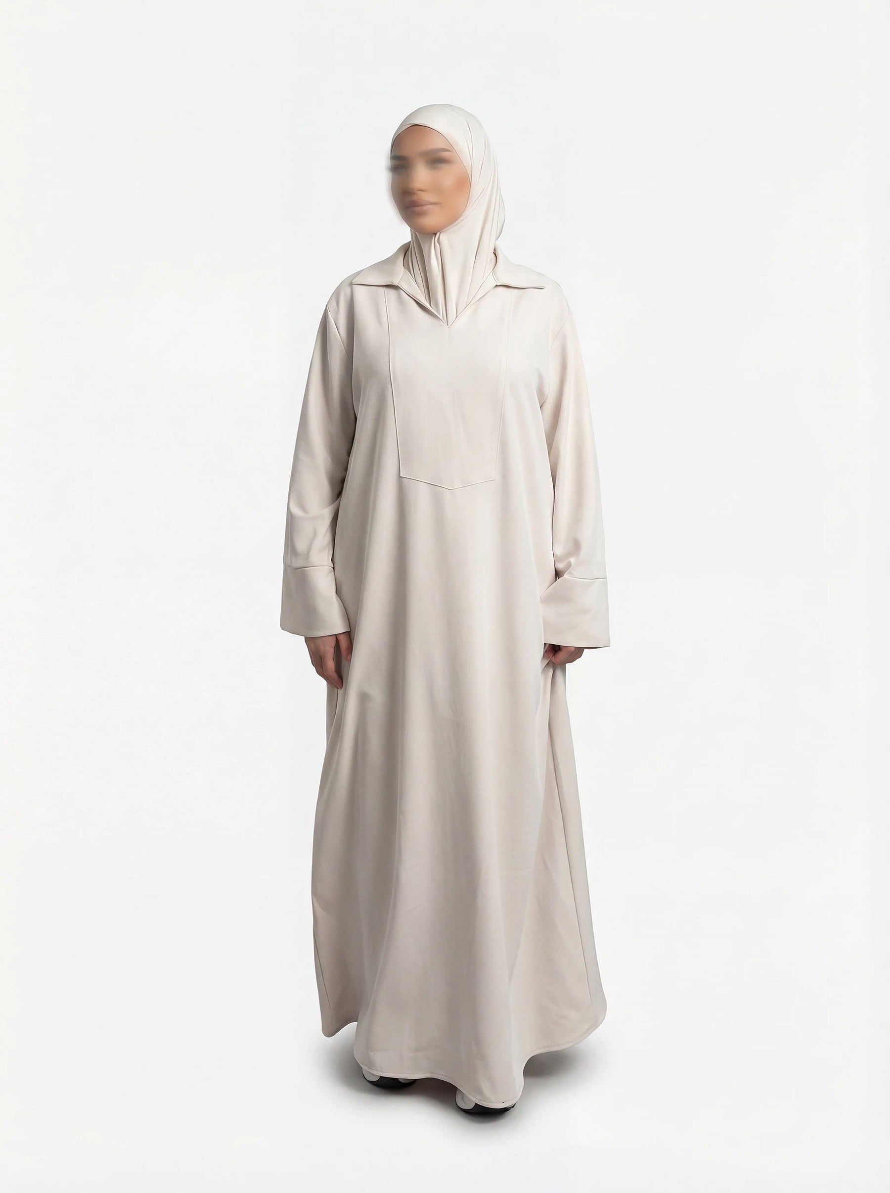 Abaya aus Polyester-Elastan, bodenlang, Produktansicht