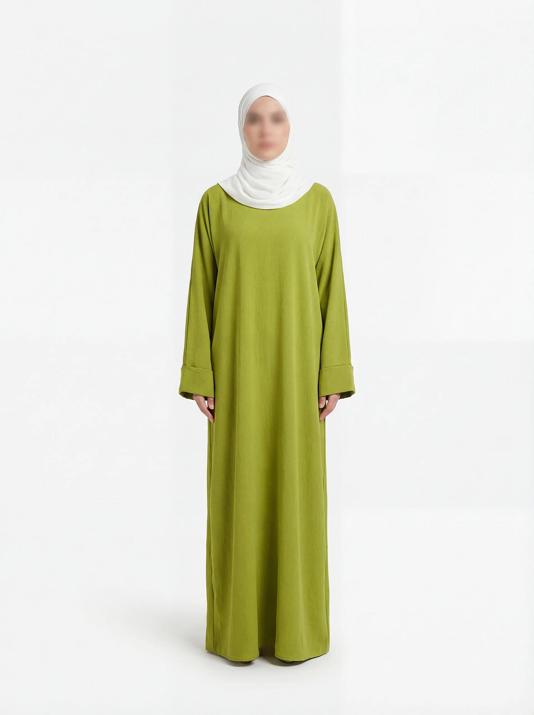 abaya aus jazz, bodenlang, lange ärmel, fließender fall, schlichtes design