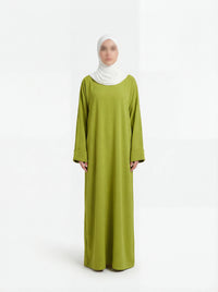 abaya aus jazz, bodenlang, lange ärmel, fließender fall, schlichtes design