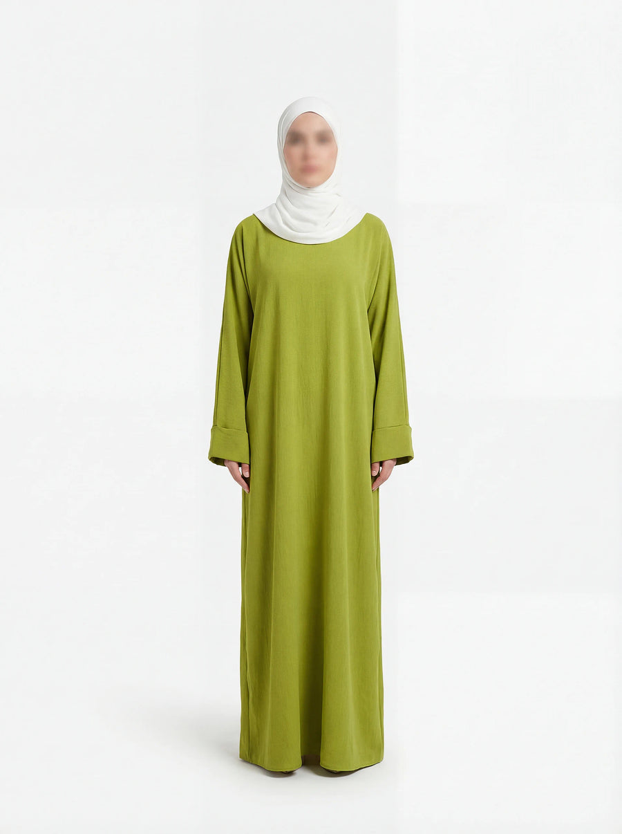 abaya aus jazz, bodenlang, lange ärmel, fließender fall, schlichtes design