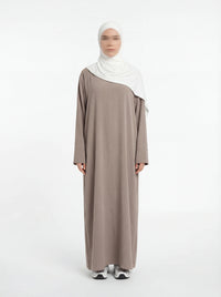 bodenlange abaya aus jazz, luftig mit fließendem fall, frontansicht