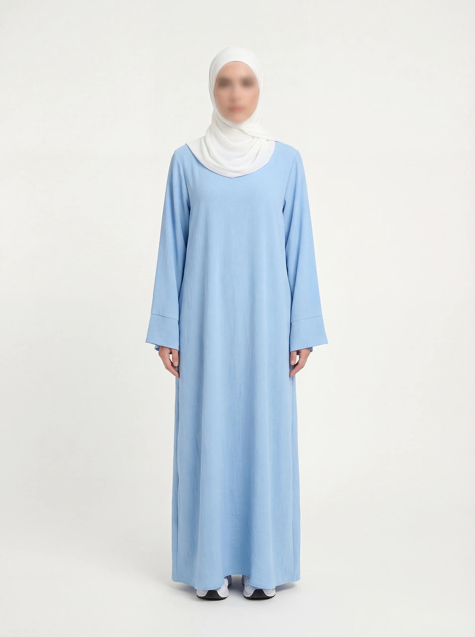 bodenlange abaya aus jazz-stoff mit fließendem fall und langen ärmeln, schlichtes design