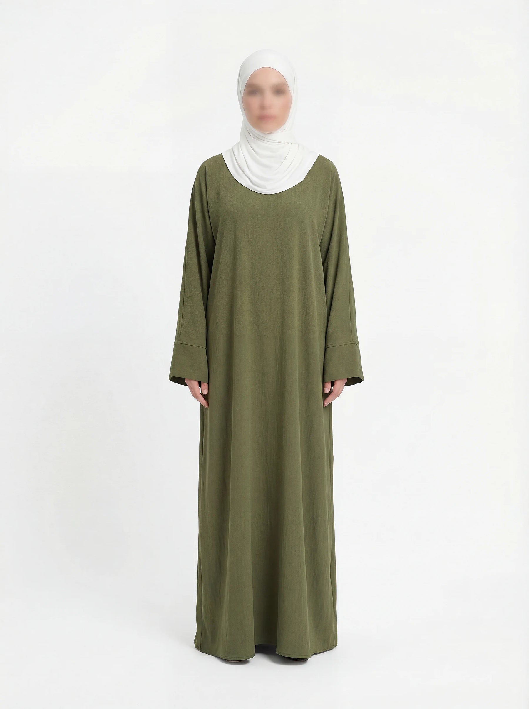 abaya aus jazz, bodenlang mit langen ärmeln, frontansicht