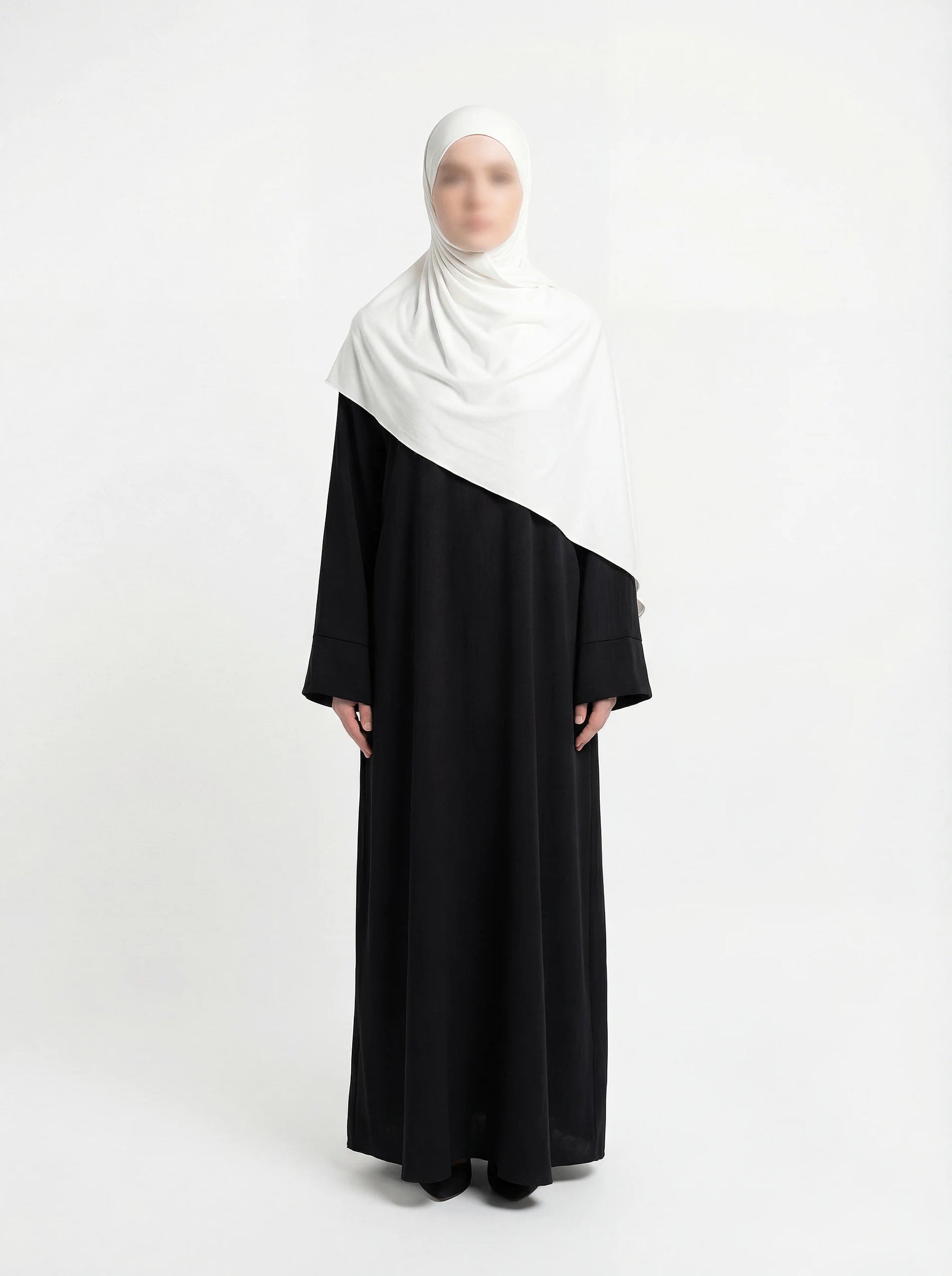 abaya aus luftigem jazzstoff, maxilänge, lange ärmel, fließender fall, vollansicht