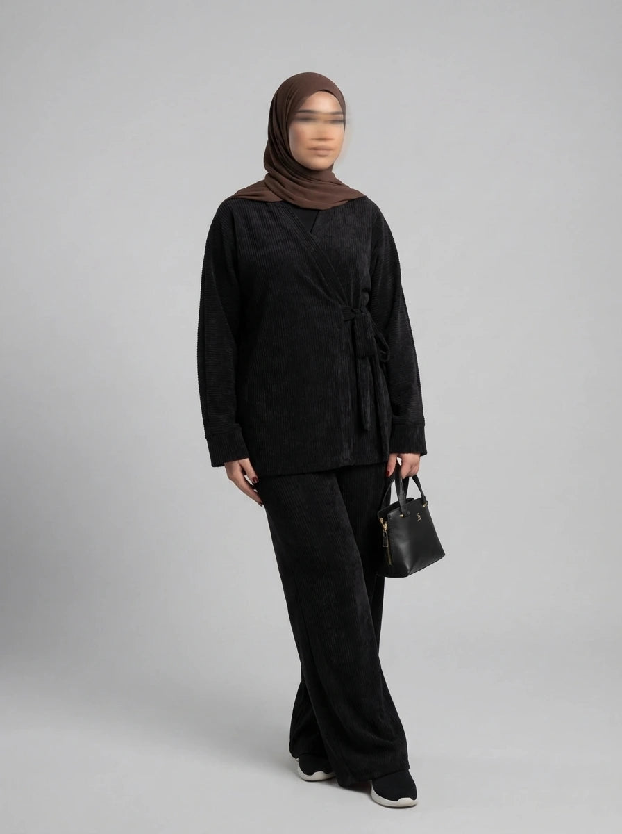 Zweiteiler cordstoff oberteil-länge 87cm hose-länge 100cm frontansicht