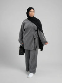 cord-zweiteiler cord-stoff einheitsgröße 34-44 oberteil-länge 87 cm hose-länge 100 cm frontansicht