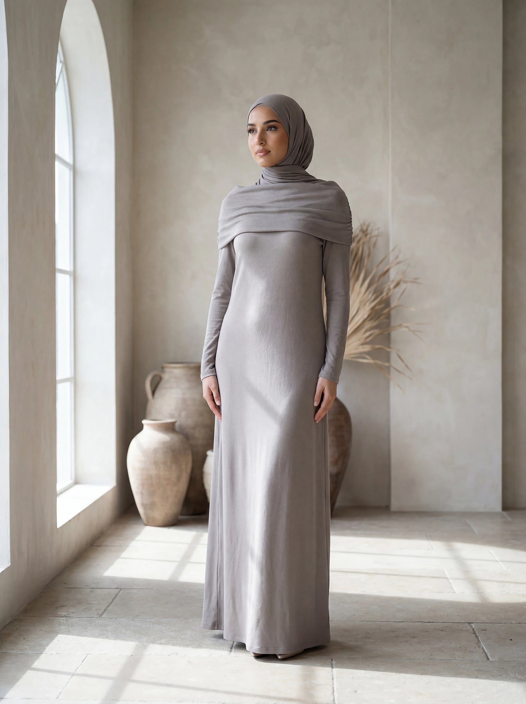 maxikleid aus baumwolle mit schlichter, langer silhouette, ca. 135 cm