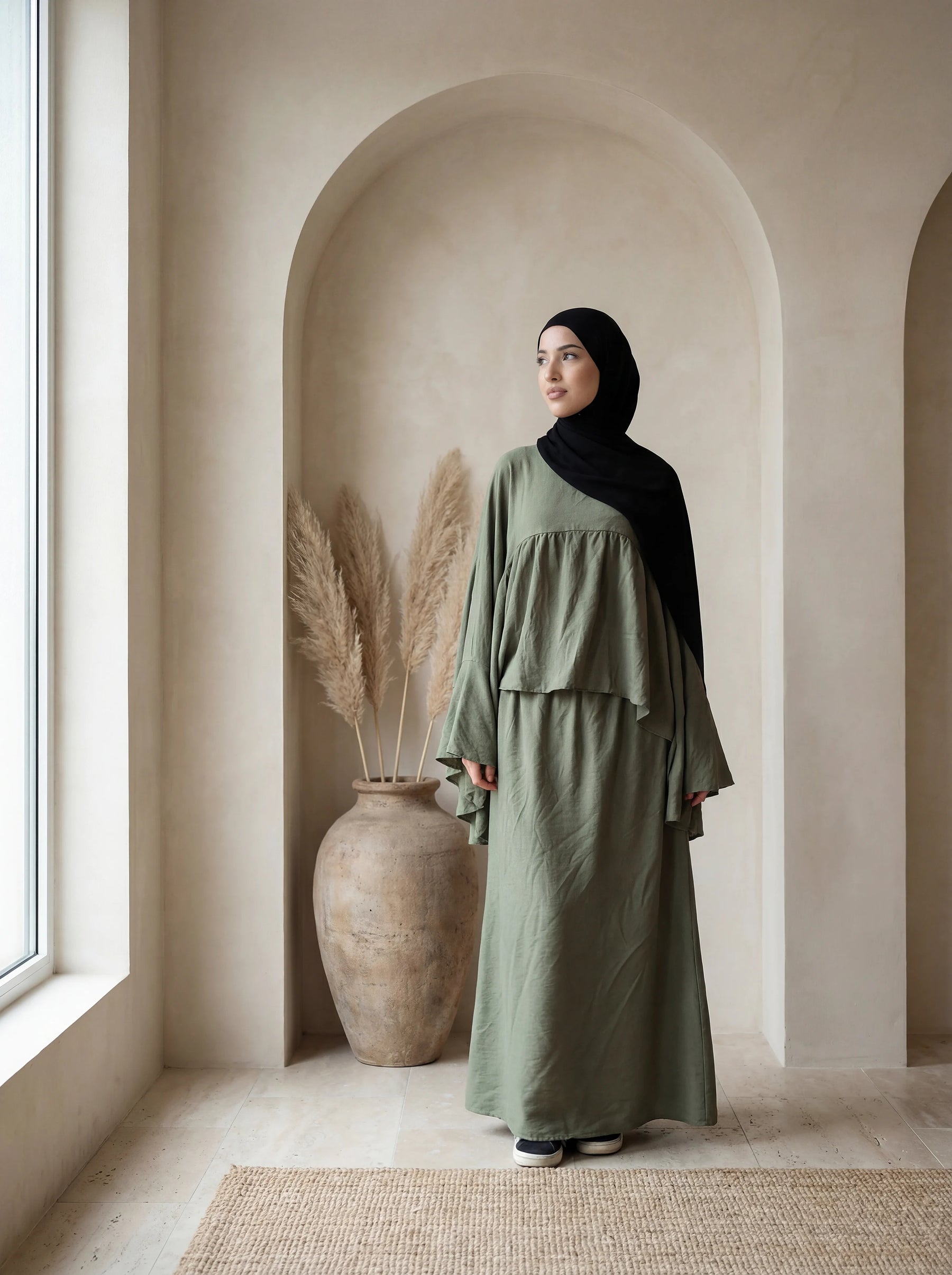 Zweiteiler Liya, viskose/polyester, Oberteil ca. 60 cm; Rock ca. 100 cm, Einheitsgröße 34–46, frontansicht