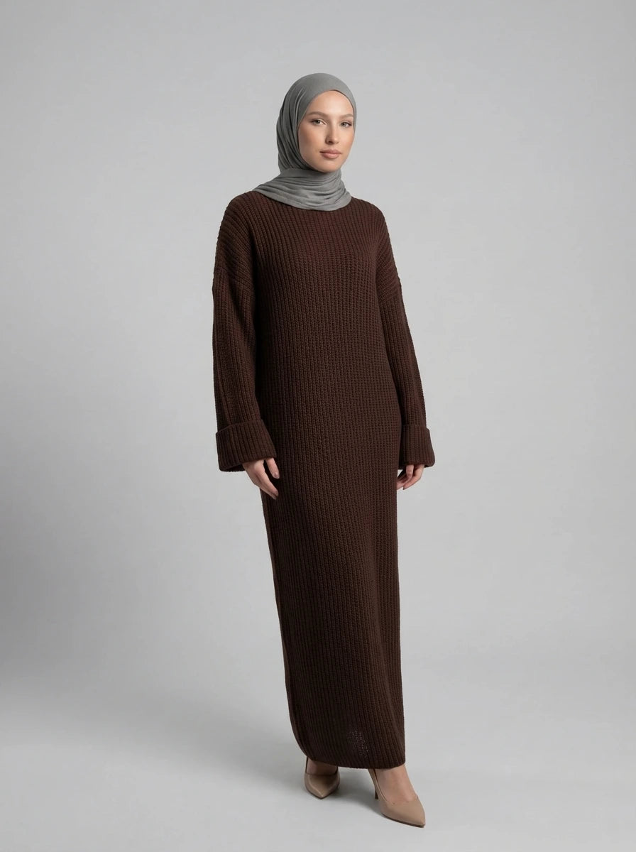 langes strickkleid aus 100% polyester, 1,35 m länge
